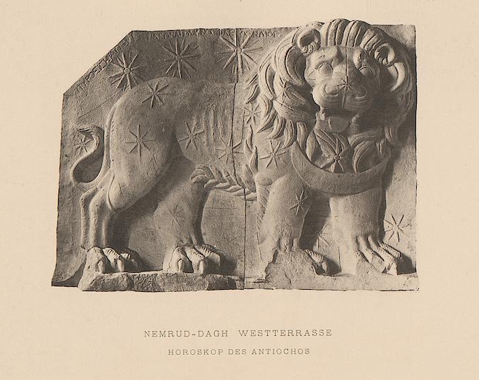 Aslan horoskop kabartmasının 1883 tarihli bilimsel çizimi